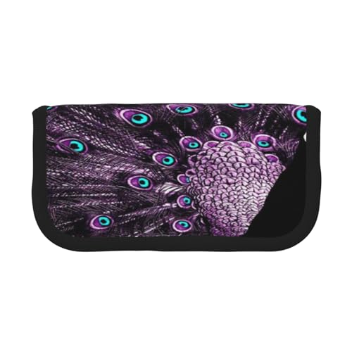 ASEELO Federmäppchen, Pfau, groß, für Kinder, Damen, Herren, Schule, Büro, Lila Pfau, Canvas Pen Case, Kosmetikkoffer von ASEELO