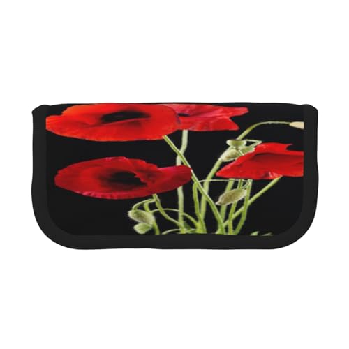 ASEELO Federmäppchen, Pfau, groß, für Kinder, Damen, Herren, Schule, Büro, Red Flower, Canvas Pen Case, Kosmetikkoffer von ASEELO