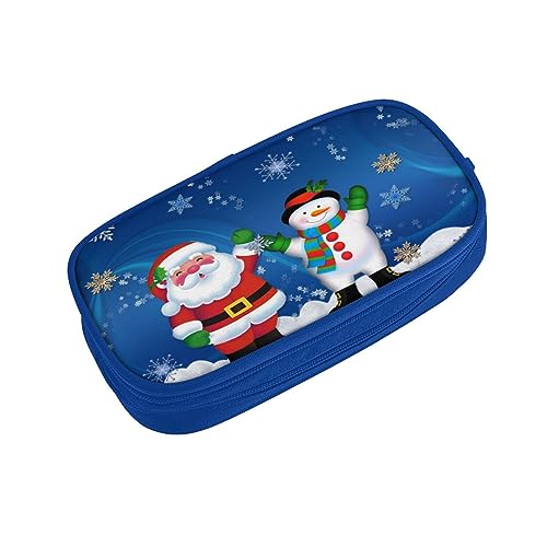 ASEELO Federmäppchen, Schneemann, Weihnachtsmann, großes Federmäppchen für Kinder, Damen, Herren, Schule, Büro, Schwarz, blau, pencase, Beauty Case von ASEELO