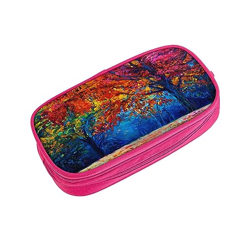 ASEELO Federmäppchen, abstrakte bunte Bäume, großes Federmäppchen für Kinder, Damen, Herren, Schule, Büro, Schwarz, rose, pencase, Beauty Case von ASEELO