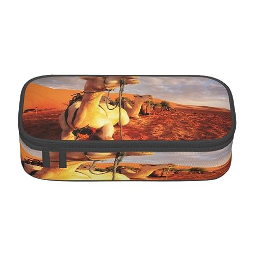 ASEELO Federmäppchen, buntes Libellen-Gemälde, großes Federmäppchen, hohe Aufbewahrungstasche für Kinder, Damen, Herren, Schule, Büro, Camels Rest Desert, pencil case, Beauty Case von ASEELO