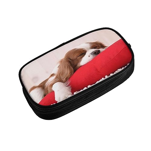 ASEELO Federmäppchen, niedlicher Hund, schlafend, groß, für Kinder, Damen, Herren, Schule, Büro, Schwarz, Schwarz , pencase, Beauty Case von ASEELO