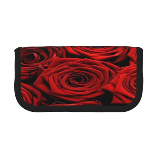 ASEELO Federmäppchen, rote Rose, große Stifttasche, hohe Aufbewahrungsbox, für Kinder, Damen, Herren, Schule, Büro, Rose, Rot, Canvas Pen Case, Kosmetikkoffer von ASEELO