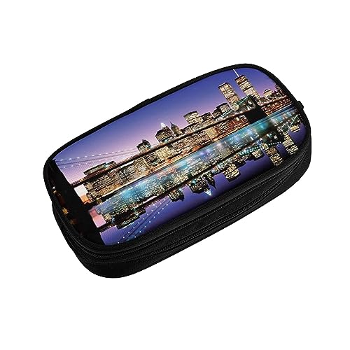 ASEELO Federmäppchen Brooklyn Bridge, großes Federmäppchen für Kinder, Damen, Herren, Schule, Büro, Schwarz, Schwarz , pencase, Beauty Case von ASEELO