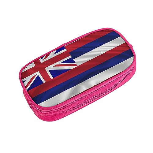 ASEELO Federmäppchen Flagge von Hawaii Amerikanische Große Bleistifttasche Tasche Hohe Aufbewahrungstasche für Kinder Frauen Männer Schule Büro Fall Schwarz, rose, pencase, Beauty Case von ASEELO