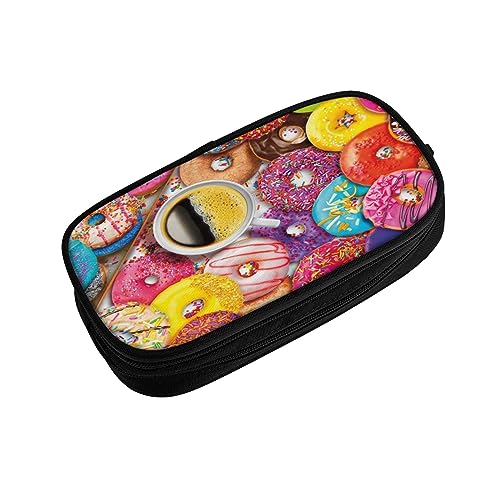 ASEELO Federmäppchen Kaffee und Donuts, großes Federmäppchen für Kinder, Damen, Herren, Schule, Büro, Schwarz, Schwarz , pencase, Beauty Case von ASEELO