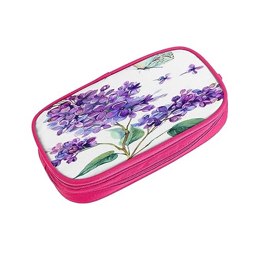 ASEELO Federmäppchen Lavendel Schmetterling Große Bleistifttasche Tasche Hohe Aufbewahrung Fall für Kinder Frauen Männer Schule Büro Fall Schwarz, rose, pencase, Beauty Case von ASEELO