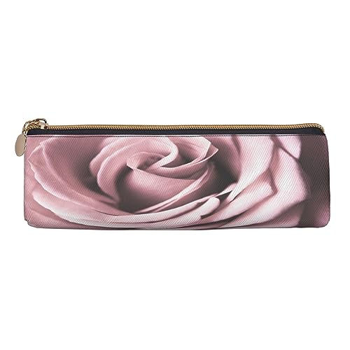 ASEELO Federmäppchen Neugieriges Häschen Kaninchen Groß Bleistift Stift Tasche Hohe Aufbewahrung Fall für Kinder Frauen Männer Schule Büro Fall Weiß, Pink Rose Close Up, Leather Pencil Case, Beauty von ASEELO