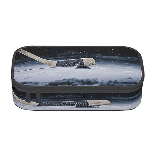 ASEELO Federmäppchen Schneeflocke Kiefer groß Bleistift Stift Beutel Tasche hohe Aufbewahrungstasche für Kinder Frauen Männer Schule Büro Fall, Hockeyschläger, pencil case, Beauty Case von ASEELO