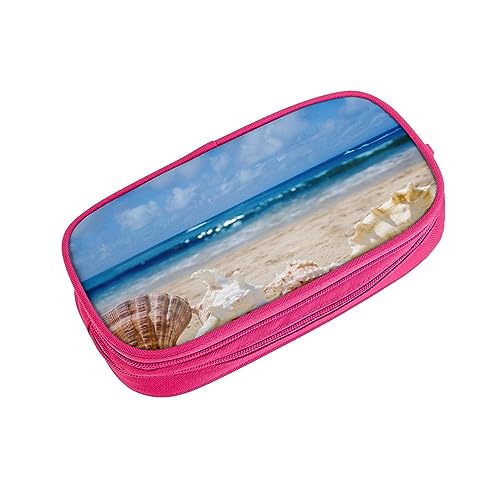 ASEELO Federmäppchen Schöne Strand Große Bleistifttasche Tasche Hohe Aufbewahrung Fall für Kinder Frauen Männer Schule Büro Fall Schwarz, rose, pencase, Beauty Case von ASEELO