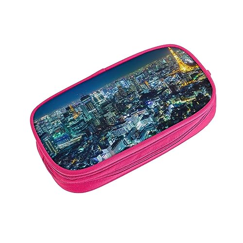 ASEELO Federmäppchen Tokyo City, großes Federmäppchen für Stifte, hohe Aufbewahrung, für Kinder, Damen, Herren, Schule, Büro, Schwarz, rose, pencase, Beauty Case von ASEELO