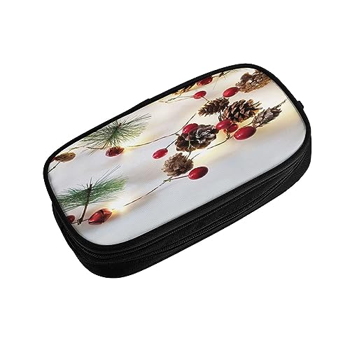 ASEELO Federmäppchen Weihnachtsgirlande mit Lichtern, großes Federmäppchen für Kinder, Damen, Herren, Schule, Büro, Schwarz, Schwarz , pencase, Beauty Case von ASEELO