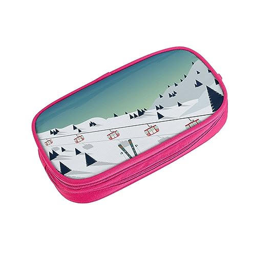 ASEELO Federmäppchen Winterlandschaft Große Bleistifttasche Tasche Hohe Aufbewahrungstasche für Kinder Frauen Männer Schule Büro Fall Schwarz, rose, pencase, Beauty Case von ASEELO