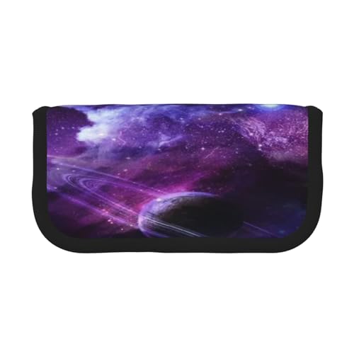 ASEELO Federmäppchen mit Blumen-Zeichnung, großes Federmäppchen, hohe Aufbewahrungsbox, für Kinder, Damen, Herren, Schule, Büro, Galaxy Starry Space Purple Starry, Canvas Pen Case, Kosmetikkoffer von ASEELO