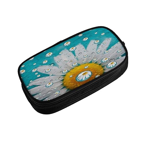 ASEELO Federmäppchen mit Gänseblümchen-Motiv, groß, für Kinder, Damen, Herren, Schule, Büro, Schwarz, Schwarz , pencase, Beauty Case von ASEELO