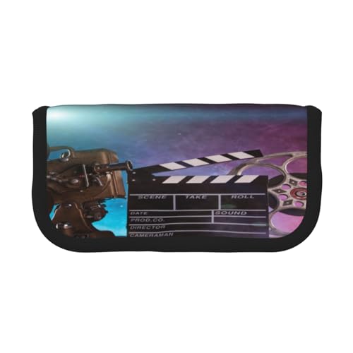 ASEELO Federmäppchen mit Uhren- und Zahnrädern, großes Federmäppchen für Kinder, Damen, Herren, Schule, Büro, Movies Clapperboard, Canvas Pen Case, Kosmetikkoffer von ASEELO