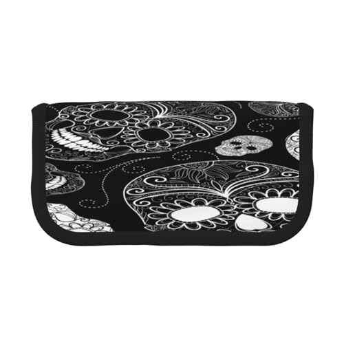 ASEELO Federmäppchen mit Uhren- und Zahnrädern, großes Federmäppchen für Kinder, Damen, Herren, Schule, Büro, Totenkopfkopf, Canvas Pen Case, Kosmetikkoffer von ASEELO