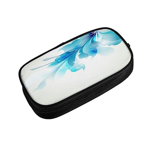 ASEELO Federmäppchen mit blauen Farbtönen, Ombré-Blumen, großes Federmäppchen für Kinder, Damen, Herren, Schule, Büro, Schwarz, Schwarz , pencase, Beauty Case von ASEELO