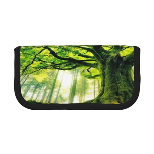 ASEELO Federmäppchen mit rotem Herzmotiv, großes Federmäppchen für Kinder, Damen, Herren, Schule, Büro, Nature Green Big Tree, Canvas Pen Case, Kosmetikkoffer von ASEELO