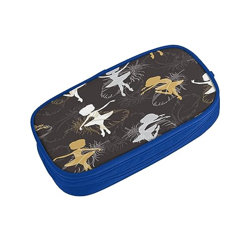 ASEELO Federmäppchen mit tanzender Feder, großes Federmäppchen für Kinder, Damen, Herren, Schule, Büro, Schwarz, blau, pencase, Beauty Case von ASEELO