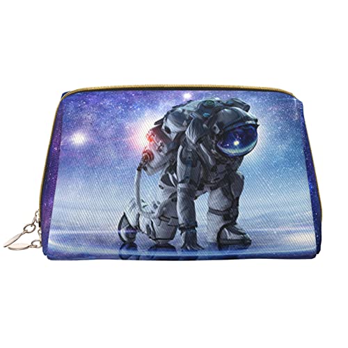 ASEELO Galaxy Astronaut Leder Make-up-Tasche, Reise-Kosmetiktasche, Make-up-Tasche, Leder, tragbar, vielseitige Reißverschlusstasche für Frauen, Galaxie Astronaut, Einheitsgröße von ASEELO