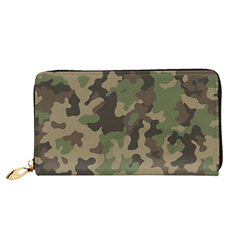 ASEELO Grüne Camo Geldbörsen, Herren Leder Geldbörsen, Lange Clutch Geldbörsen, Geschenke für Väter, Ehemänner, Freunde, Schwarz, Einheitsgröße von ASEELO