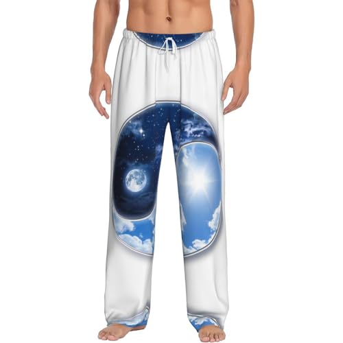 ASEELO Herren Pyjamahose I Love London Bottoms Pyjama Bequeme und atmungsaktive Nachtwäsche -, Yin Yang World, S von ASEELO