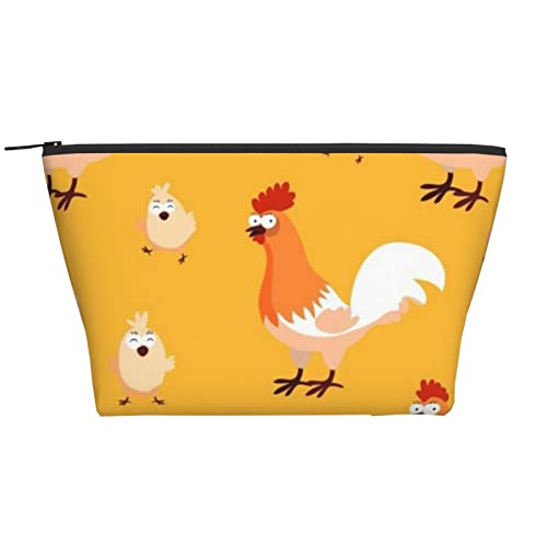 ASEELO Huhn Küken Make-up Tasche Damen Kosmetiktasche Kosmetiktasche Reise Kosmetiktasche Trapez Make-up Tasche, Schwarz, Einheitsgröße von ASEELO