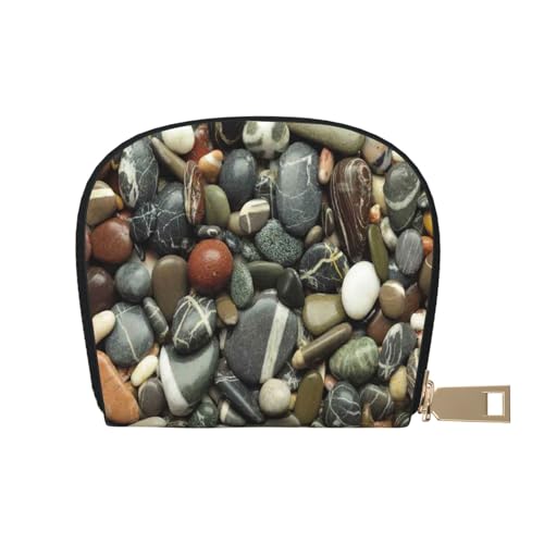 ASEELO Kreditkartenetui Sonnenblume Moutain Leder Shell Kartenhalter Geldbörse für Damen oder Herren mit Reißverschluss, Cobble, Leather Shell Card Bag von ASEELO