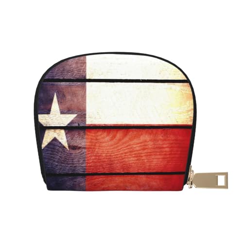 ASEELO Kreditkartenetui Weiß Lila Schmetterlinge Leder Shell Kartenhalter Geldbörse für Damen oder Herren mit Reißverschluss, Amerikanische Flagge, Leather Shell Card Bag von ASEELO