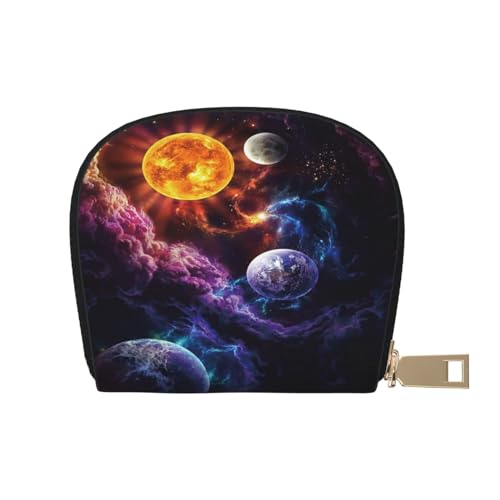 ASEELO Kreditkartenetui mit buntem Schmetterlingsmuster, Lederhülle, Kartenhalter, Geldbörse für Damen oder Herren, mit Reißverschluss, Wunderschönes Galaxy, Leather Shell Card Bag von ASEELO