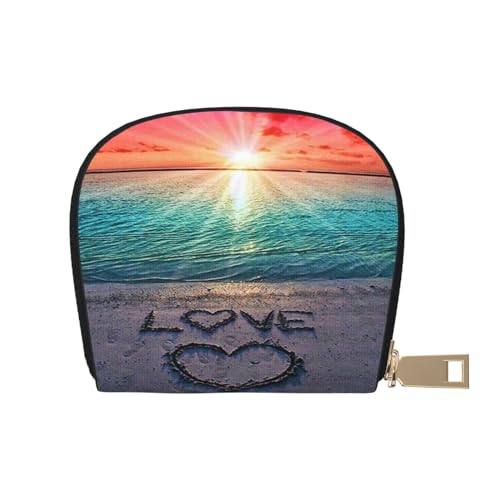 ASEELO Kreditkartenetui mit roten Augen, Baumfrosch, Leder, Kartenhalter, Geldbörse für Damen oder Herren, mit Reißverschluss, Love Beach, Leather Shell Card Bag von ASEELO