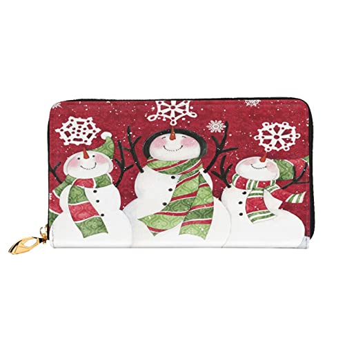 ASEELO Leder Geldbörse Corgi Reißverschluss Leder Geldbörse Clutch Tasche Reise Kartenhalter Geldbörse Geschenk für Frauen, Niedlicher Schneemann, Einheitsgröße von ASEELO