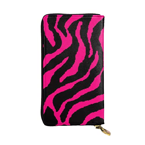 ASEELO Leder-Geldbörsen für Damen, Giraffe und Sonnenblumen, mehrere Fächer, Geldbörse für Damen, 19,1 x 10,2 cm, Zebra Tiger Leopard Pink, Einheitsgröße von ASEELO