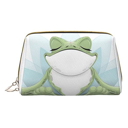 ASEELO Lustige Yoga-Kosmetiktasche, Frosch, Make-up-Tasche, Reise-Kosmetiktasche für Frauen, leicht zu tragen, Weiss/opulenter Garten, Einheitsgröße von ASEELO