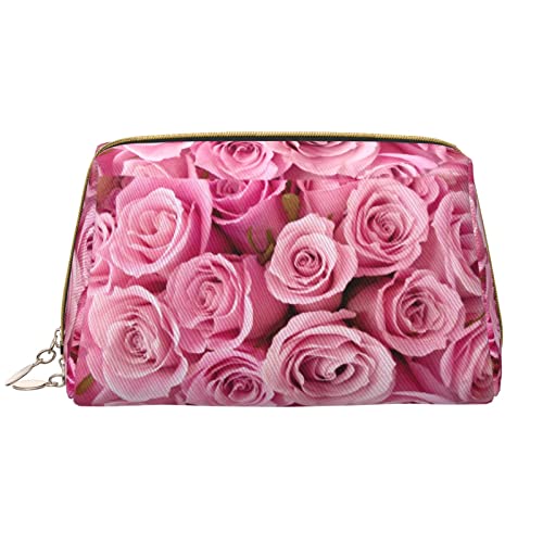 ASEELO Make-up-Tasche, Leder, Sonnenuntergang, Sonnenblume, Reise-Kosmetiktasche, Make-up-Tasche, Leder, tragbar, vielseitig einsetzbar, mit Reißverschluss für Damen, Rosa, Einheitsgröße von ASEELO