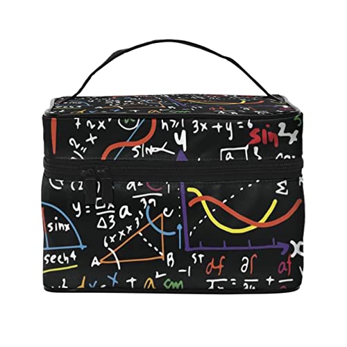 ASEELO Mathematik-Formel Make-up-Tasche Make-up-Taschen für Frauen Reise Kosmetiktasche Tragbare Kosmetiktasche Damen Alltagsbedarf Aufbewahrungstasche, Schwarz, Einheitsgröße von ASEELO