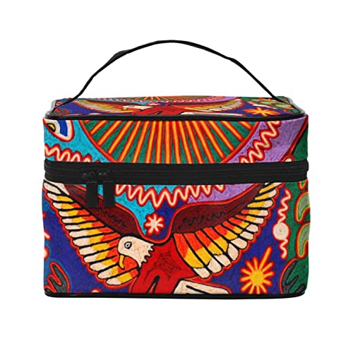 ASEELO Mexikanischer Stil Boho Kunstwerk Make-up Tasche Make-up Taschen für Frauen Reise Kosmetiktasche Tragbare Kosmetiktasche Damen Alltagsbedarf Aufbewahrungstasche, Schwarz, Einheitsgröße von ASEELO