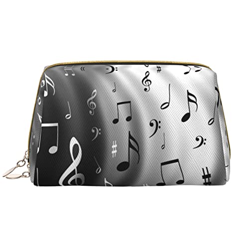 ASEELO Musik-Leder-Make-up-Tasche, Reise-Kosmetiktasche, Make-up-Tasche, Leder, tragbar, vielseitig, Reißverschluss-Tasche für Damen, Musik, Einheitsgröße von ASEELO