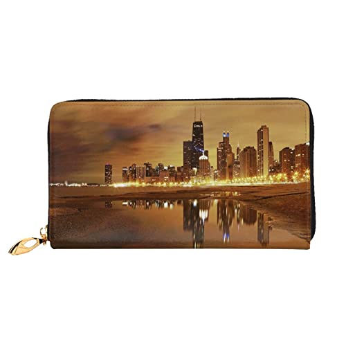 ASEELO Night Sky bedruckte Herren und Damen Leder Handheld Geldbörse, geeignet für den Alltag, Chicago, Einheitsgröße von ASEELO