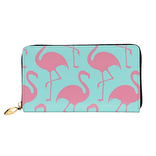 ASEELO Rosa Flamingo Geldbörsen Geldbörse Damen Geldbörse Leder Geldbörsen für Frauen Damen Visitenkarten Geldbörse Schön und großzügig., Schwarz, Einheitsgröße von ASEELO