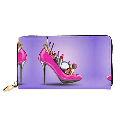 ASEELO Rosa Flamingos bedruckte Herren und Damen Leder Handheld Geldbörse, geeignet für den Alltag, Schuhe und Make-up, Einheitsgröße von ASEELO
