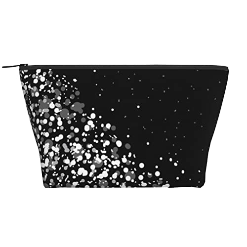 ASEELO Schwarz Weiß Glitzer Make-up Tasche Damen Kosmetiktasche Kosmetiktasche Reise Kosmetiktasche Trapez Make-up Tasche, Schwarz, Einheitsgröße von ASEELO