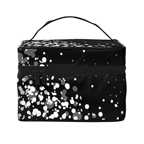 ASEELO Schwarz Weiß Glitzer Make-up Tasche Make-up Taschen für Frauen Reise Kosmetiktasche Tragbare Kosmetiktasche Damen Alltagsbedarf Aufbewahrungstasche, Schwarz, Einheitsgröße von ASEELO