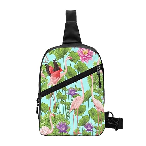 ASEELO Sling Backpack Chest Bag Pretty Flower Anti Theft Crossbody Shoulder Pack Daypack Outdoor Sport Travel Hiking for Men Women, Flamingo Love Flowers, Chest package von ASEELO