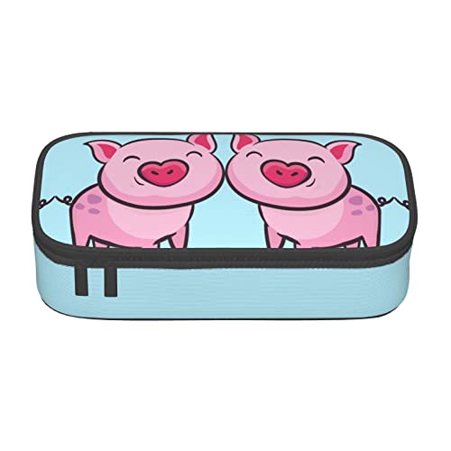 ASEELO Smile Pink Pig Federmäppchen, großes Fassungsvermögen, Stifteetui, große Aufbewahrung, strapazierfähig, 3 Fächer von ASEELO