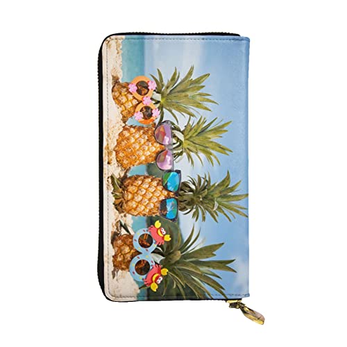 ASEELO Snow Deer Bird Brich Tree Damen Geldbörse Clutch Organizer Leder Reißverschluss Kartenetui Brieftasche, mehrere Fächer Geldbörse, Ananas Fruit Sonnenbrille Sand Beach, Einheitsgröße von ASEELO