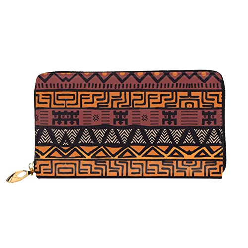 ASEELO Sunrise Tropische Palmeninsel bedruckte Herren und Damen Leder Handheld Geldbörse, geeignet für den Alltag, Afrikanischer Schlamm, Tribal, Einheitsgröße von ASEELO