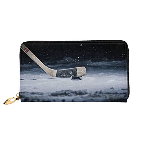 ASEELO Weihnachtsbäume Kerzen Bedruckte Herren und Damen Leder Handheld Geldbörse Geeignet für den Alltag, Hockeyschläger, Einheitsgröße von ASEELO