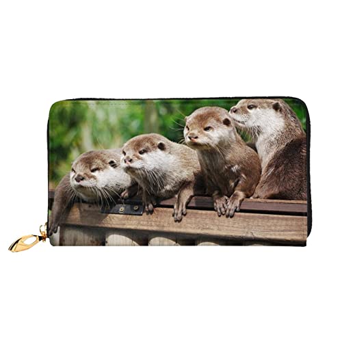 ASEELO Weihnachtsbäume Kerzen Bedruckte Herren und Damen Leder Handheld Geldbörse Geeignet für den Alltag, Niedlicher Otter, Einheitsgröße von ASEELO